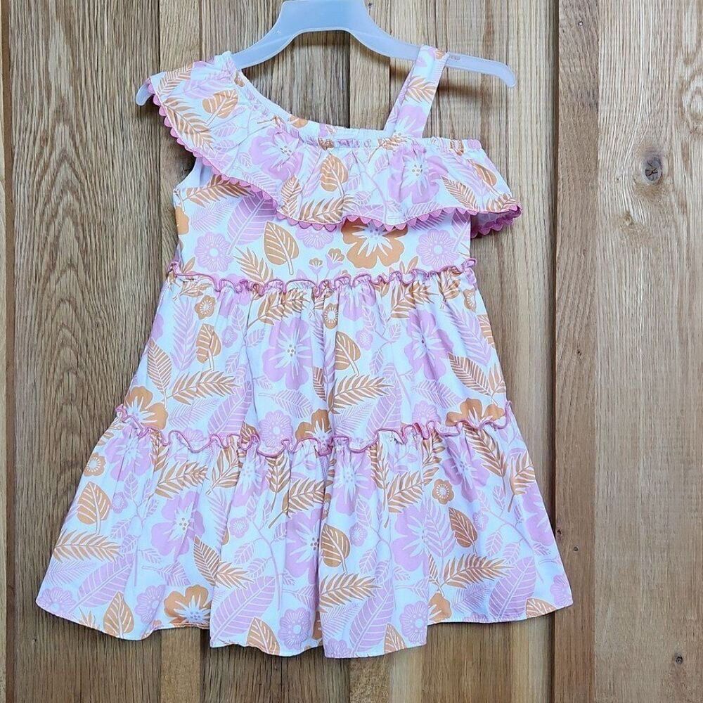 Good Lad Girls Ruffle One Shoulder Dress, Size 4T, Pink & White Hawaiian